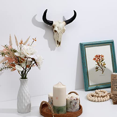 Imikeya Bull Head Skull Wall Hanging Art Southwestern Cow Steer Skull Nordic Style Wall Hanging Artwork Ornament Room Wall Decoration 8.6Inx6In #TOP7