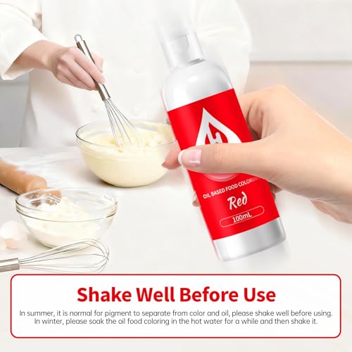 Image of Red Oil Based Food Coloring for Chocolate - Herbeklab 100ml Professional Concentrated Oil Food Dye for Candy Melts, Chocolate, Cake Pops, Strawberries & Baking