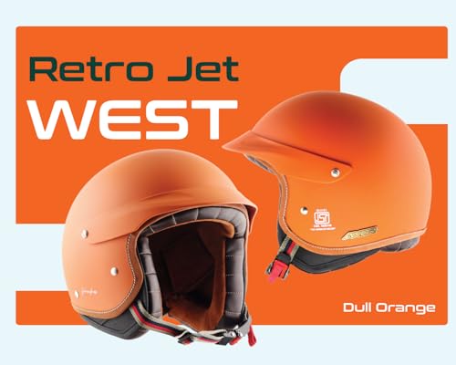 Image of Axor Retro Jet West with Peak ISI and DOT Certified Matte Finish Open Face Helmet for Men and Women with Stylish Peak-Dull Orange-M