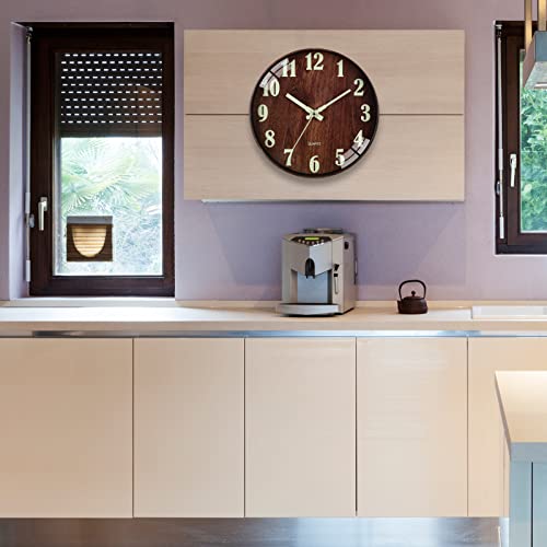 Wall Clock -12 Inch Wall Clocks Battery Operated Non-Ticking Silent Quartz Large Luminous Decorative Grow In The Dark Clocks With Night Light For Kitchen Bedroom Living Room Decor #TOP7