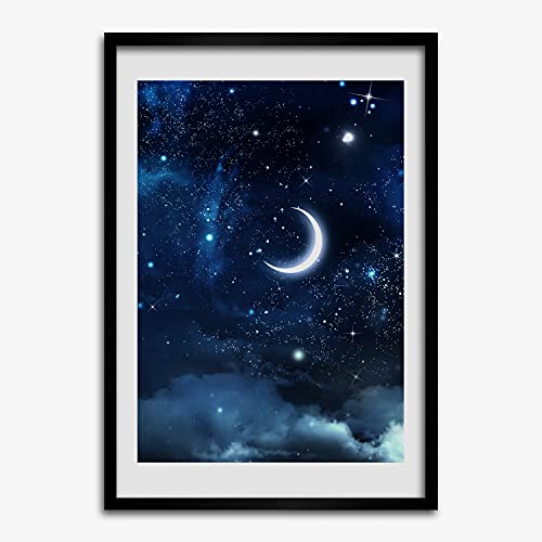 Tableau ciel étoilé en cadre MDF 50x70 cm pour sublimer l'ambiance d'un salon moderne