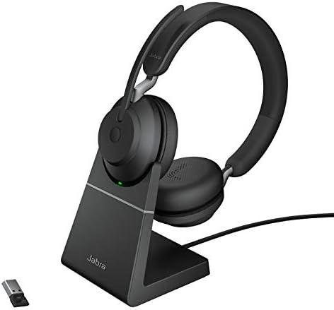 Jabra Evolve2 65 Wireless PC Headset Noise Cancelling Microsoft Teams Certified Stereo Headphones With Long-Lasting Battery USB-A Bluetooth Adapter Black