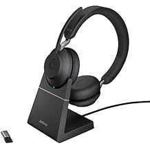 Jabra Evolve2 65 - ستيريو USB-A UC مع حامل شحن - سماعة رأس لاسلكية سوداء/سماعات صوت موسيقية