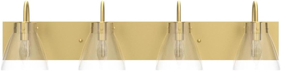 KSANA Bathroom Light Fixtures, 4-Light Gold Vanity Light with Clear Glass Shade, 29.5’’ Large Modern Bathroom Lighting Over Mirror