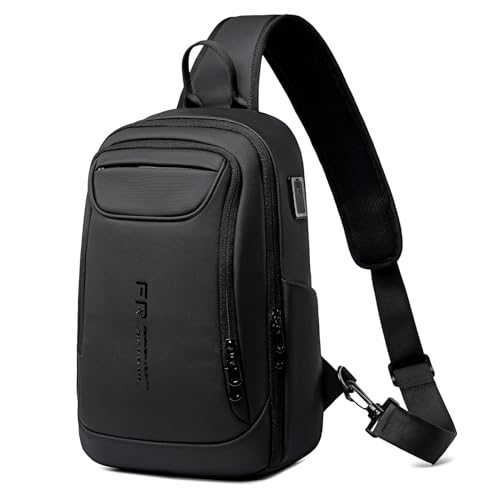 FENRUIEN Mens Crossbody Bag, Water Resistant Sling Backpack for Daily/Travel, Black by FENRUIEN - Used condition - US$28.30