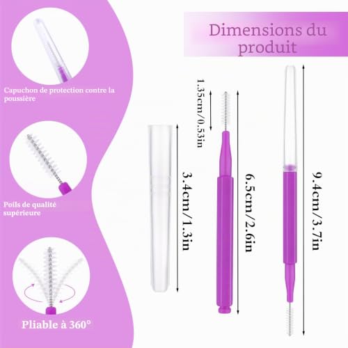 Prasacco Lot de 50 micro-brosses à sourcils et cils - Peigne multifonction pour plastification des sourcils et levage de cils - Outils d'extension – vue 2