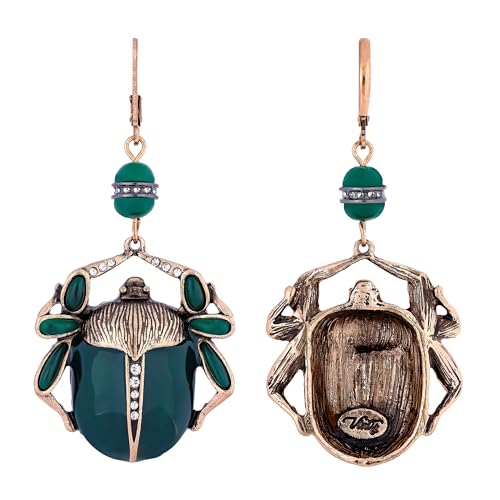 Beetle Earrings - Green Enamel Scarab Dangle Earrings - Unique Vintage Egyptian Bug Jewelry for Women with Gothic and Halloween Charm by VINTY - Used condition - Image 4
