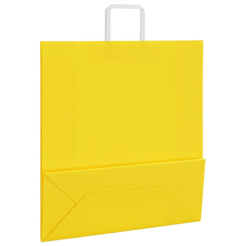 Sacchetti di carta 250 pezzi con manici gialli 45 x 17 x 48 cm