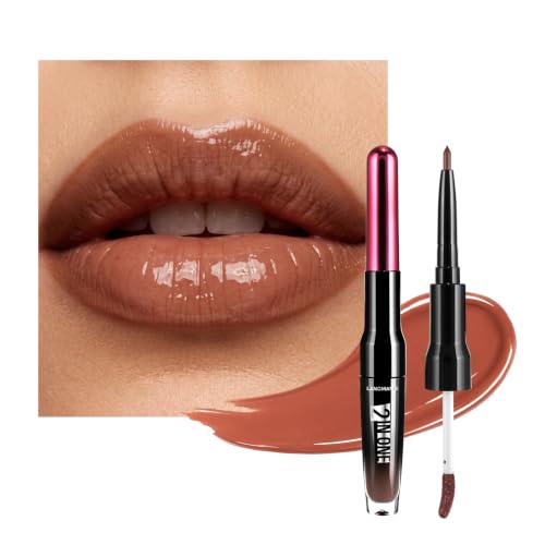 Image of LANGMANNI 2-in-1 Lip Liner & Gloss Duo,Shade 07 Terracotta Caramel