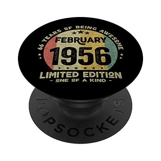 Regalo 66 años Cumpleaños Hombre Mujer - Febrero 1956 PopSockets PopGrip Intercambiable