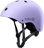 OutdoorMaster Youth & Kids Bike Helmet - Adjustable Multi-Sports Skateboard Helmet with Removable Liners for Balance Bike, Toddler Scooter, One Wheel Hoverboard - Purple - L