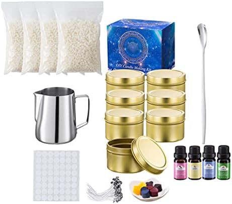 BESPORTBLE DIY Candle Making Kit Beeswax Scented Candles Supplies Arts and Crafts Gift with Soy Wax Wicks Pouring Pot Stickers Dye Pigment Candle Material No Device Golden