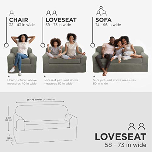 Maytex Pixel Ultra Soft Stretch Loveseat Couch Furniture Cover Slipcover, 2-Piece, Dusty Olive #TOP3