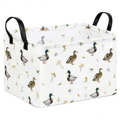 Image of Mallard Duck Storage Basket, Foldable Toy Bin, 14.5 x 10.2 x 9.4 Inches