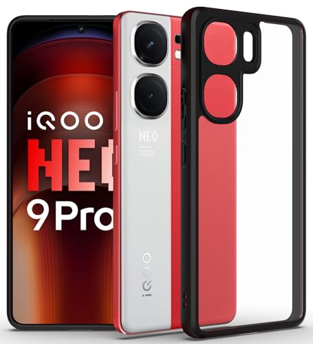 Image of KAPAVER Hybrid Back Cover Case Compatible with iQOO Neo 9 Pro 5G (PC+TPU) (Black)