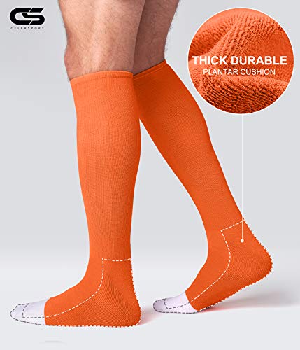 Celersport 2 Pack Baseball Soccer Softball Socks For Youth Kids Men Women Multi-Sport Tube Socks Orange Large #TOP3