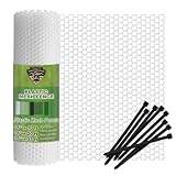 Plastic Wire Mesh Fence 16In x 10Ft, Chicken Wire Fencing for Poultry, Dogs, Rabbits, Snake Barrier, Garden Netting, Balcony Pet Barrier, Lightweight Plastic Mesh for Outdoor Use White