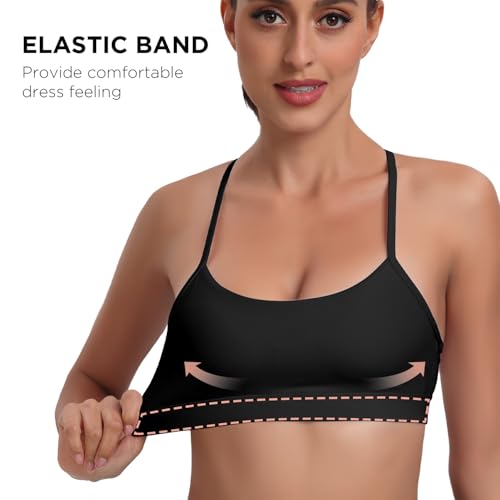 Image of Raxnode Women's 3-Pack Y-Back Sports Bra, Thin Spaghetti Strap Nylon Yoga Bra with Removable Cups, Light Support Bralettes