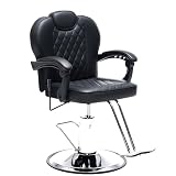 ZORRTIK Barber Chair with Heavy Duty Hydraulic Pump, Salon Chair for Hair Stylist, 360° Swivel 90°-140° Backrest Reclining Chairs, Portable Height Adjustable Hair Chair for Barbershop (Black-Quilted)