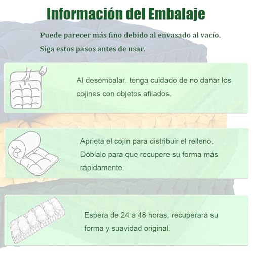 Yuly Cojin para Banco con Asa de Transporte Exterior/Interior, Tamaño Personalizado, Tela de Terciopelo, Cojín Cómodo para Palets/Sofá/Terraza/Columpios/Silla y Suelo (Azul 2,200x40x10cm) - imagen 9