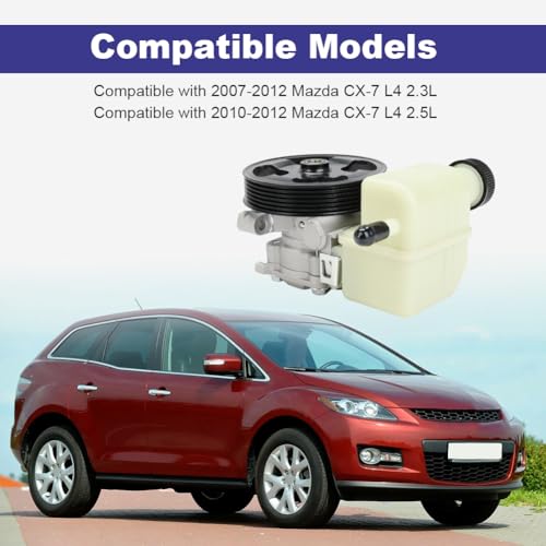 QCESEV Power Steering Pump with Pulley Reservoir Compatible with Mazda CX-7 L4 2.3L 2007-2012, CX-7 L4 2.5L 2010-2012 Replacement for EG2132600A BGJ6E32600B EG2132600 EG2132650 by QCESEV - Image 2