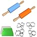 Sweieoni Rodillo Silicona Reposteria Set 16 Piezas Rodillo de Repostería Silicona con Mango de Madera Rodillo de Amasar Antiadhesivo Rodillo Silicona Reposteria para Reposteria Galleta (Azul, Naranja)