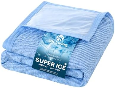 （02:00時点） VK Living タオルケット 接触冷感 夏用 シングル リバーシブル 【SUPER ICE】 冷感＆タオル地 140×190cm ひんやり 24時間持続制菌消臭 除湿速乾 軽量 丸洗いOK たおるけっと 冷感ケット クールケット ブルー