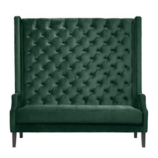 Casa Padrino lyxig soffa med hög rygg mörkgrön/svart 160 x 68 x H. 160 cm - Chesterfield sammetssoffa - Chesterfield Furniture