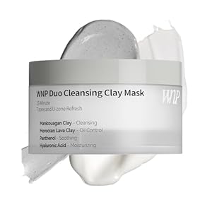 WNP Duo Cleansing Clay Mask with Niacinamide & Hyaluronic Acid – Deep Pore Cleanser for T-Zone & U-Zone, Blackhead Remover, Hydrating & Oil-Control Face Mask, 3.53oz