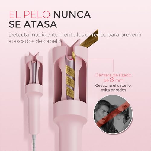 TYMO CURLPRO Rizador de Pelo Automático - Portátil Moldeador Tenacilla de Pelo Automatico de 25 mm, 160-210℃, Rizos Grandes Fácilmente, Plancha Pinzas Rizadora Cerámica, Antiquemaduras, Rosa - imagen 4