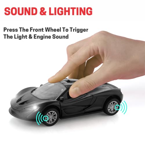 Image of ADITI TOYS Die Cast Car for Kids Alloy Metal Pull Back Car Toy Car Toy Vehicle with Openable Doors & LED Lights Car for Kids Collectible Toy Vehicle Gift for Kids Boys Girls BIS Approved (Black)