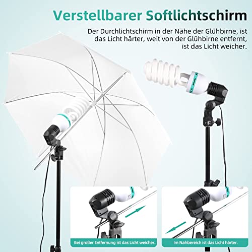 FGen,2X135W and 2X85W LED(Luz Monocroma) Kit de Softbox para Estudio Fotográfico,Algodón 2.6mx3m,2x50x70cm Iluminación Fotografía, Sombrillas, Saco de Arena y Kit Fotografia Estudio - imagen 7
