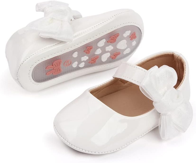 MeckiorInfant Baby Girls Soft Sole Bowknot Princess Wedding Dress Mary Jane Flats Prewalker Newborn Light Baby Sneaker Shoes