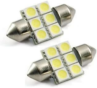 Cutequeen 4pcs White 31mm(1.25") 5050 6-smd 120 Lumens 12v Festoon Dome Light LED Bulbs De3175 De3021 De3022 3175(pack of 4)