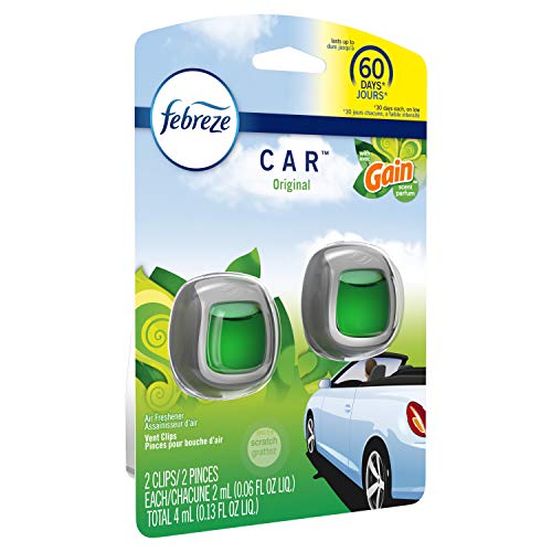Image of Febreze Car Air Fresheners, Gain Original Scent, Odor Fighter for Strong Odors Car Vent Clips (2 Count)