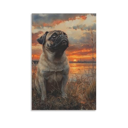 Cuadro en lienzo pug para llenar de ternura el dormitorio infantil o tu zona de relax
