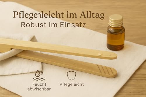 MC-Trend 3 Stück Grillzange 30 cm aus Buchenholz – nachhaltige Holz Küchenzange mit Rillen – Made in Europe (3)