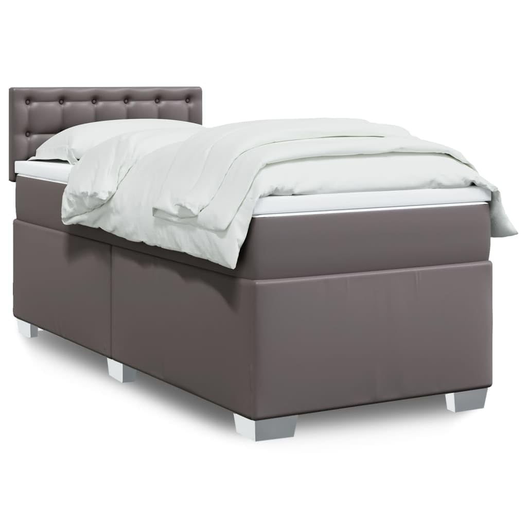 Łóżko Sprężyny Pudełkowe - Mattress Spring, Sprung Divan, Sztuczna Skórzana Metalowa Rama łóżka, z Zagłówkiem i Materacem (80 x 200 cm)