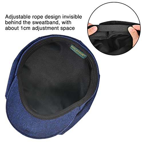 Mens Newsboy Cap High Woolen Tweed Gatsby Hat Ivy Cabbie Flat Golf Cap For Fathers Women Unisex Blue #TOP5