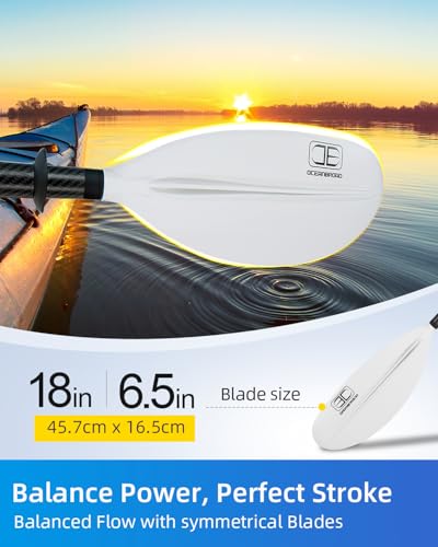 Image of OCEANBROAD Kayak Paddle 230CM /90.5 Inches Carbon Shaft Kayaking Boating Oar with Paddle Leash