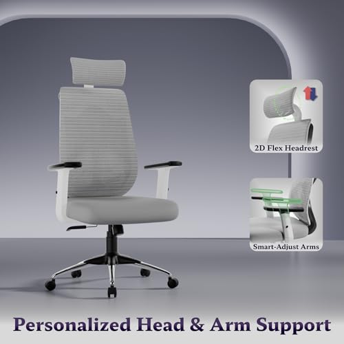 Image of Titan Ergonomic Office Chair for Home & Office | Adjustable Armrests | 120 Recline | Lumbar Support | Thick Cushioned Seat | Heavy-Duty Base | 3 Years Warranty (White Grey)