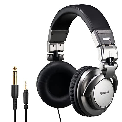 Gemini Professional Wired DJ Headphones – Over-Ear Studio Headphones for Music Production, Podcasting, Recording & Mixing – 57mm Drivers, Closed Back, 1/4” Adapter – Studio & Live Use (DJX-500) by Gemini - Used condition - US$27.68