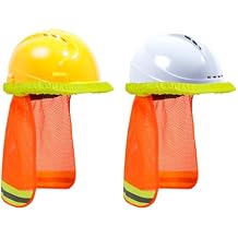 TCCFCCT Hard Hat Sun Shade, Mesh High Visibility Neck Shield with Secure-Fit Fasteners, Neck Sun Shade Protector with Reflective Strip, Hard Hat Accessories, Hats Not Included, Orange SJ-2 PCS