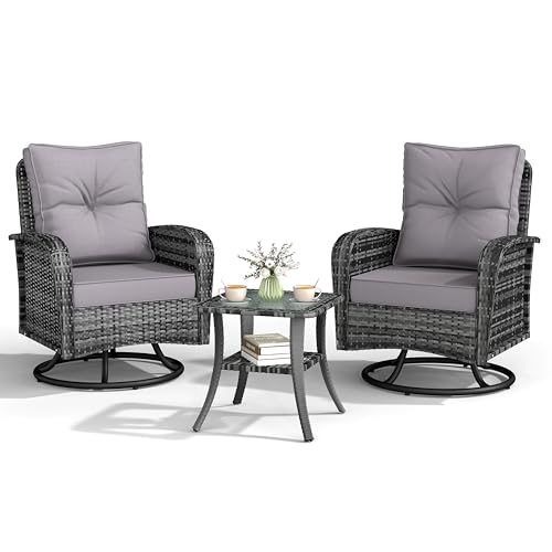 Kromax Outdoor Patio Furniture Set, All-Weather Wicker Swivel Glider Chairs