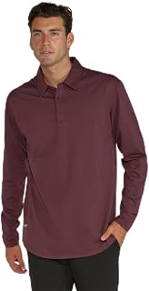 Men’s Drop-Cut Long Sleeve Polo – Lightweight Moisture-Wicking w/ 3-Button Collar – Stretch Fabric – Casual Performance Shirt