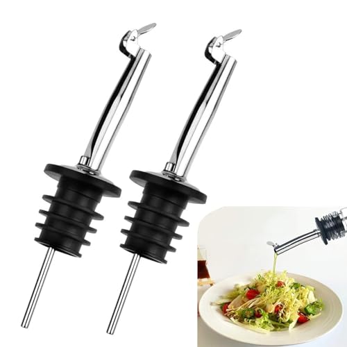 2 Pack Oil Spout with Flip Top, Olive Oil Dispenser Spout,Liquor Bottle Pourer Spouts for About 3/4" Bottle Mouth