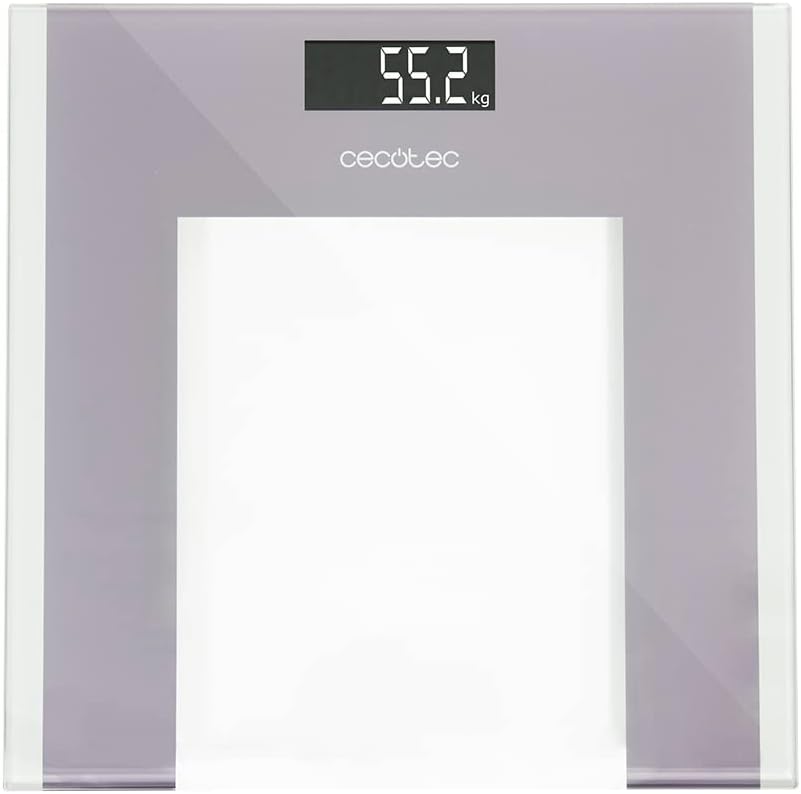 Báscula de Baño Digital Cecotec Surface Precision Health. Plataforma de Vidrio Templado 30 x 30 cm, Pantalla LCD Invertida, Capacidad Máxima 180 kg, Diseño Extra Plano, Incluye Cinta Métrica