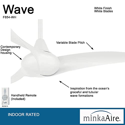 Minka-Aire F854-WH Wave 44" Ceiling Fan with Remote, White thumbnail 2
