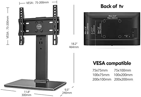 FITUEYES Universal TV Stand for 19-42 Inch Table Top TV Pedestal Stand Swivel Height Adjustable Black Max. VESA 200x200mm
