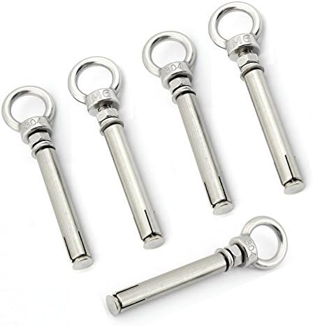 Yasorn 5-Pack Stainless Steel Ring Lifting Expansion Eyebolt Bolt Screw with Ring M6x80mm